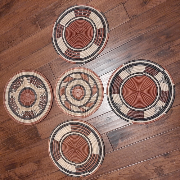 Lot of 5 Vintage Hand Woven Wall Hanging Boho Tribal Decorative African Ghana